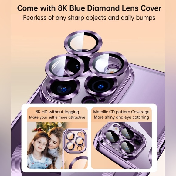 Magnetic Clear for iPhone 14 Pro Max Case withFull Camera Protection Deep Purple - Picture 4 of 6